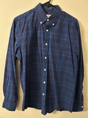 St. John's Bay Navy and Blue Plaid Button-Down Shirt